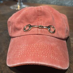 Orange Cap with Gold snaffle bit accent equestrian ballcap casual sporty hat
